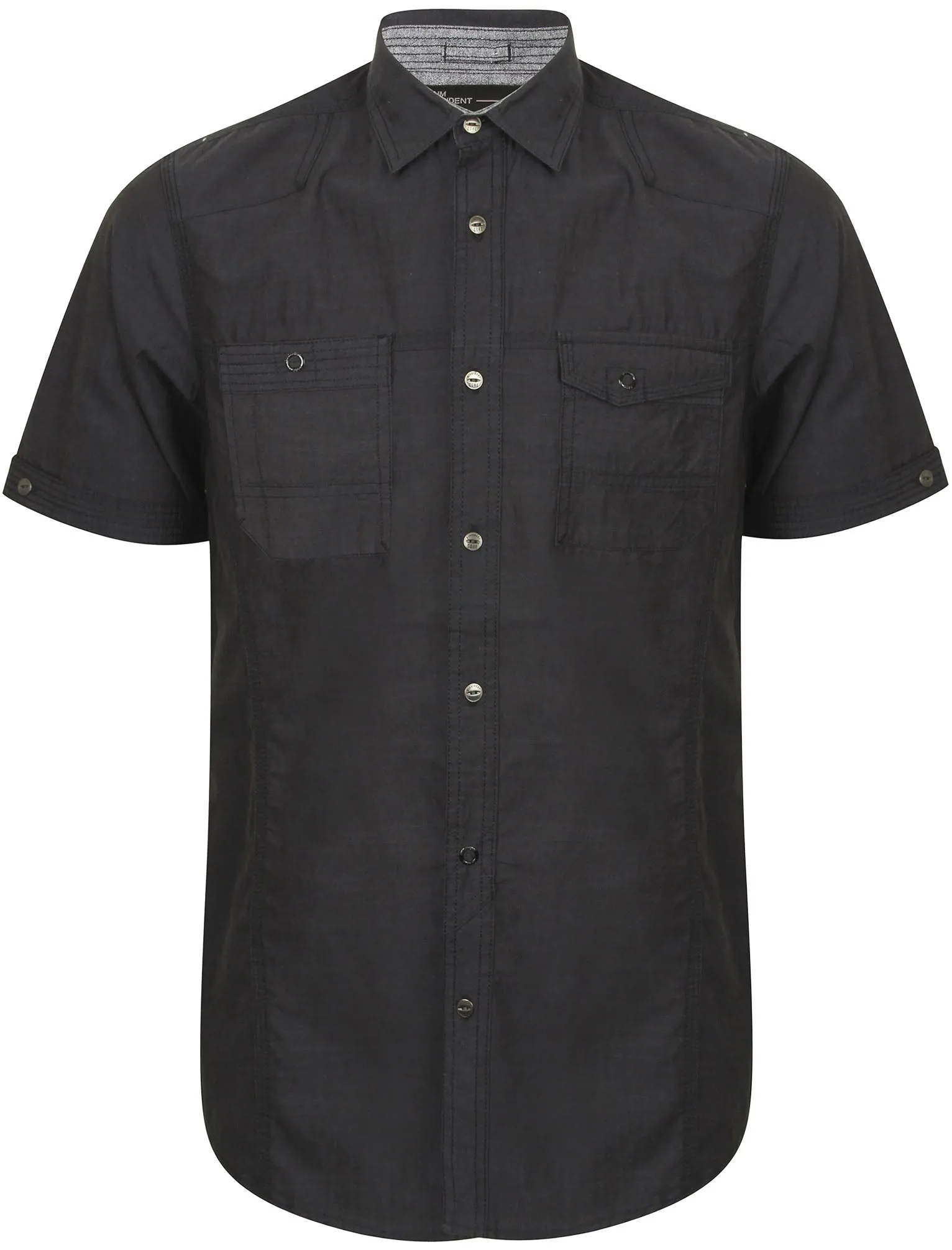 Kravitz Chambray Short Sleeve Shirt in Black Slub - Dissident